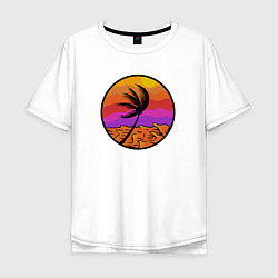 Футболка оверсайз мужская Пальма и море, цвет: белый