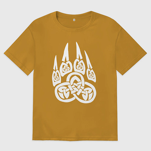 Мужская футболка оверсайз Символ Велеса Медвежья лапа / Горчичный – фото 1