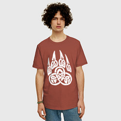 Футболка оверсайз мужская Символ Велеса Медвежья лапа, цвет: кирпичный — фото 2