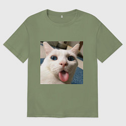 Футболка оверсайз мужская Мем про кота, цвет: авокадо