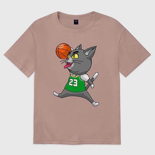 Мужская футболка оверсайз Jordan Cat / Пыльно-розовый – фото 1