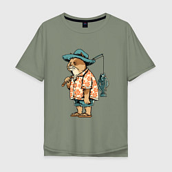 Мужская футболка оверсайз Кот рыбак