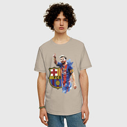 Футболка оверсайз мужская Lionel Messi Barcelona Argentina!, цвет: миндальный — фото 2