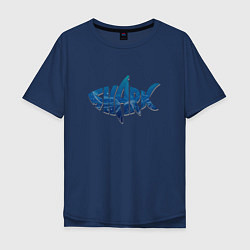 Футболка оверсайз мужская Shark Акула, цвет: тёмно-синий