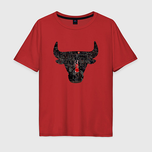 Мужская футболка оверсайз Bulls - Jordan / Красный – фото 1