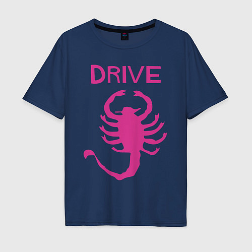 Мужская футболка оверсайз DRIVE / Тёмно-синий – фото 1