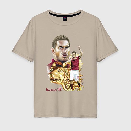 Мужская футболка оверсайз Francesco Totti Roma Italy Captain / Миндальный – фото 1