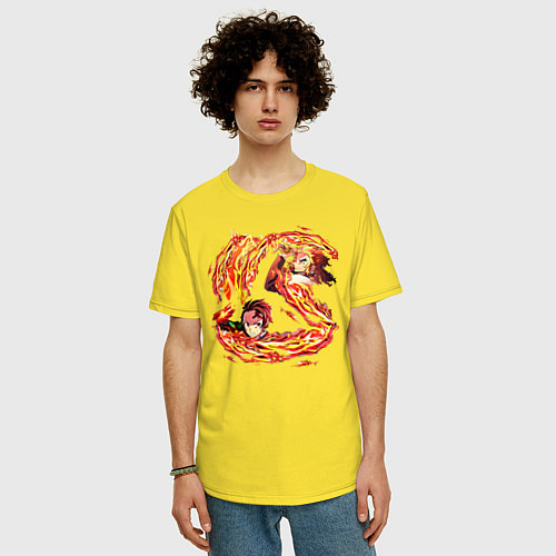Мужская футболка оверсайз Клинок, рассекающий демонов / Желтый – фото 3