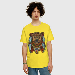 Футболка оверсайз мужская Славянский медведь, цвет: желтый — фото 2