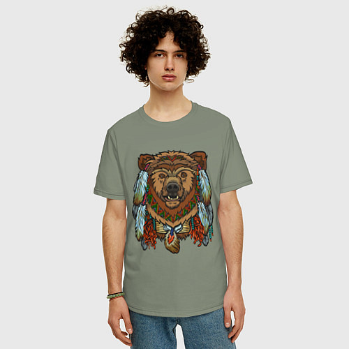 Мужская футболка оверсайз Славянский медведь / Авокадо – фото 3