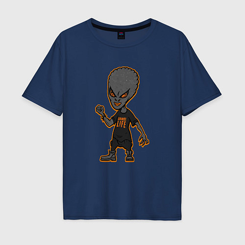 Мужская футболка оверсайз Alien Trainspotting / Тёмно-синий – фото 1