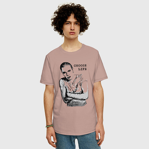 Мужская футболка оверсайз Макгрегор - На Игле / Пыльно-розовый – фото 3