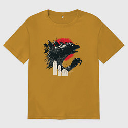 Футболка оверсайз мужская Годзилла, цвет: горчичный