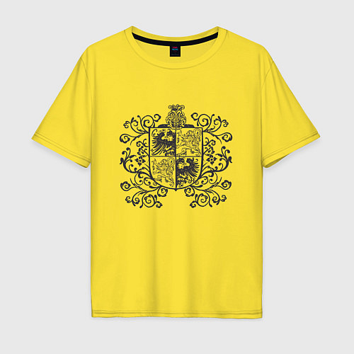Мужская футболка оверсайз Винтажный геральдический щит / Желтый – фото 1