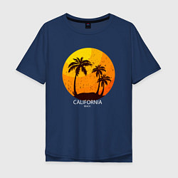 Футболка оверсайз мужская Лето, пальмы, Калифорния, цвет: тёмно-синий