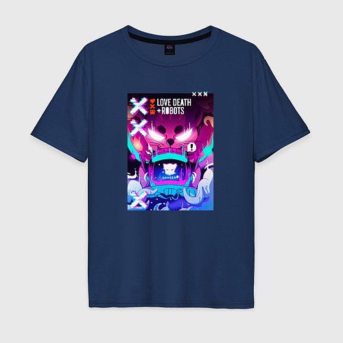 Мужская футболка оверсайз Love Death And Robots / Тёмно-синий – фото 1