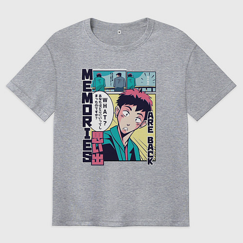 Мужская футболка оверсайз Vaporwave Anime Memories / Меланж – фото 1