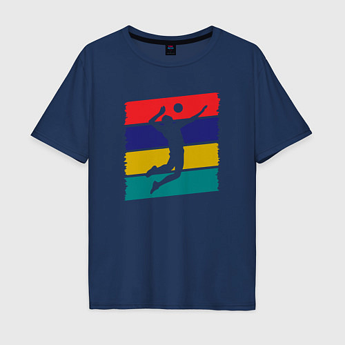 Мужская футболка оверсайз Color Volley / Тёмно-синий – фото 1