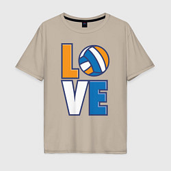 Футболка оверсайз мужская Love Volleyball, цвет: миндальный