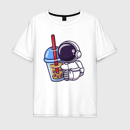 Мужская футболка оверсайз Астронавт и сок / Белый – фото 1