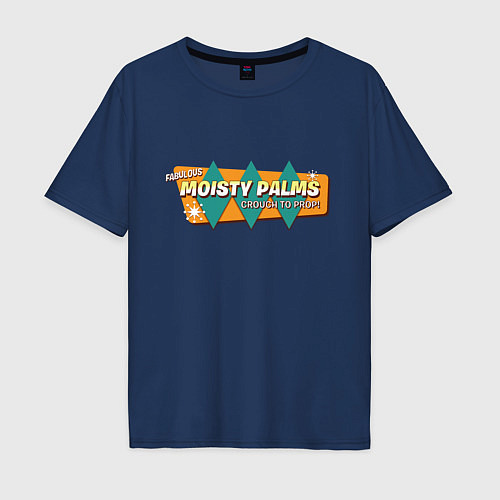Мужская футболка оверсайз Moisty Palms / Тёмно-синий – фото 1