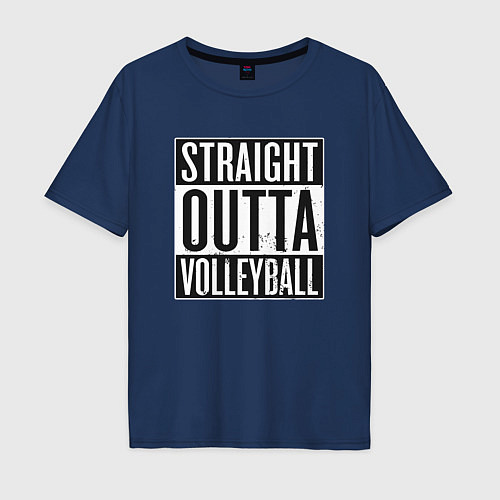 Мужская футболка оверсайз Straight Outta Volleyball / Тёмно-синий – фото 1
