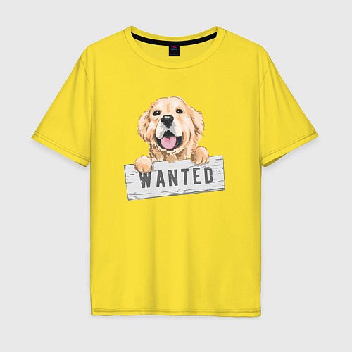 Мужская футболка оверсайз Dog Wanted / Желтый – фото 1