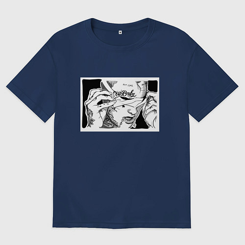 Мужская футболка оверсайз Cry Baby / Тёмно-синий – фото 1