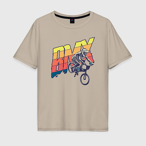 Мужская футболка оверсайз BMX / Миндальный – фото 1