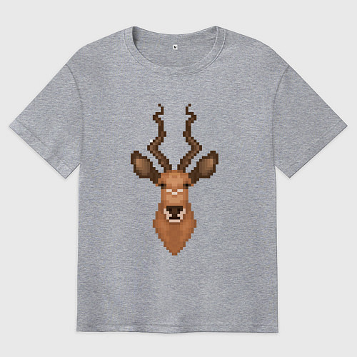 Мужская футболка оверсайз Антилопа пиксель / Меланж – фото 1