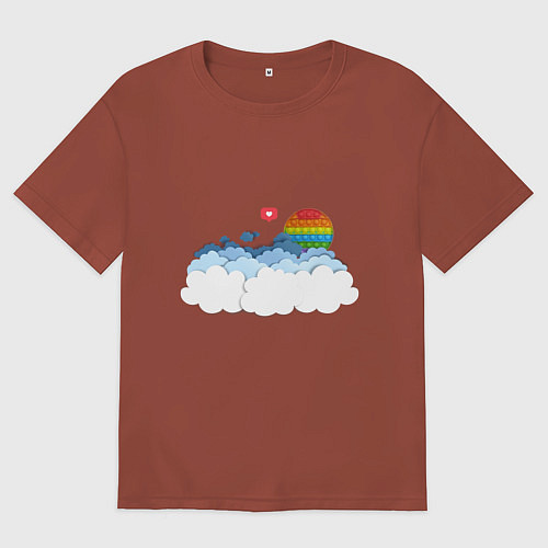 Мужская футболка оверсайз Pop it Simple Dimple / Кирпичный – фото 1