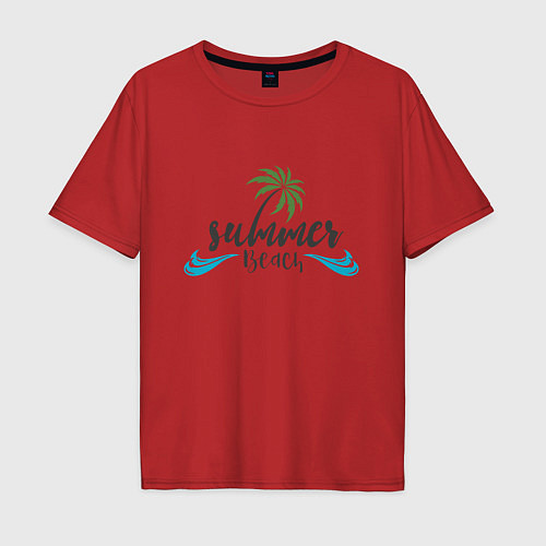 Мужская футболка оверсайз Summer Beach / Красный – фото 1