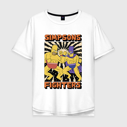 Мужская футболка оверсайз Simpsons fighters / Белый – фото 1