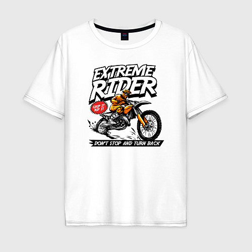 Мужская футболка оверсайз Extreme Rider / Белый – фото 1