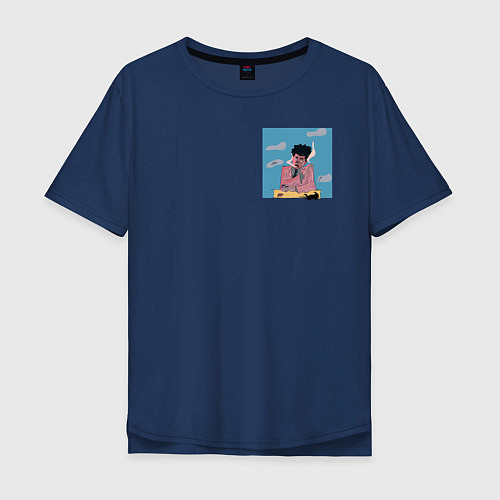 Мужская футболка оверсайз The Weeknd Bored / Тёмно-синий – фото 1