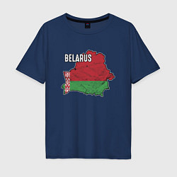 Футболка оверсайз мужская Belarus Map, цвет: тёмно-синий