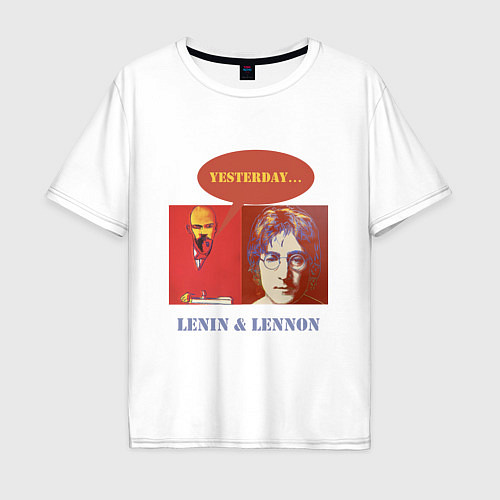 Мужская футболка оверсайз Ленин и Леннон / Белый – фото 1
