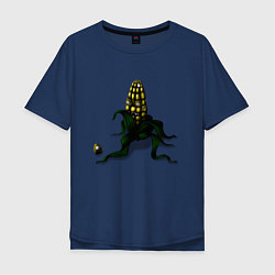 Футболка оверсайз мужская Злая кукуруза, цвет: тёмно-синий