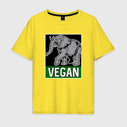 Мужская футболка оверсайз Vegan elephant / Желтый – фото 1