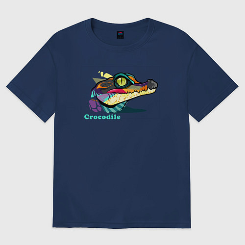 Мужская футболка оверсайз Крокодил / Тёмно-синий – фото 1