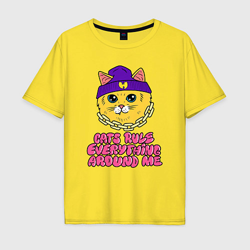 Мужская футболка оверсайз Cats Rule / Желтый – фото 1