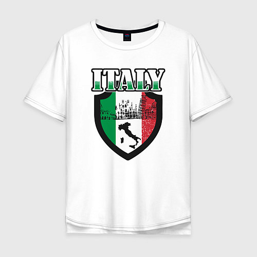 Мужская футболка оверсайз Italy Shield / Белый – фото 1