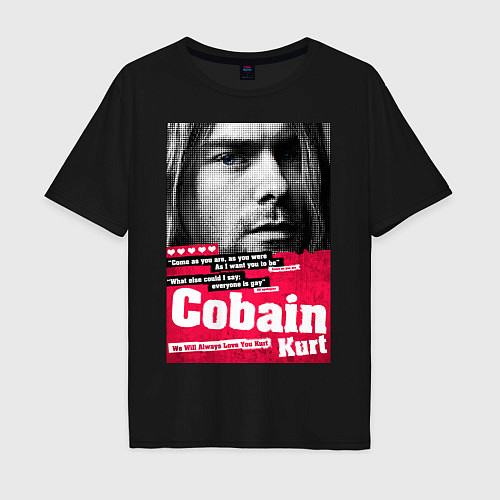 Мужская футболка оверсайз In memory of Kurt Cobain / Черный – фото 1