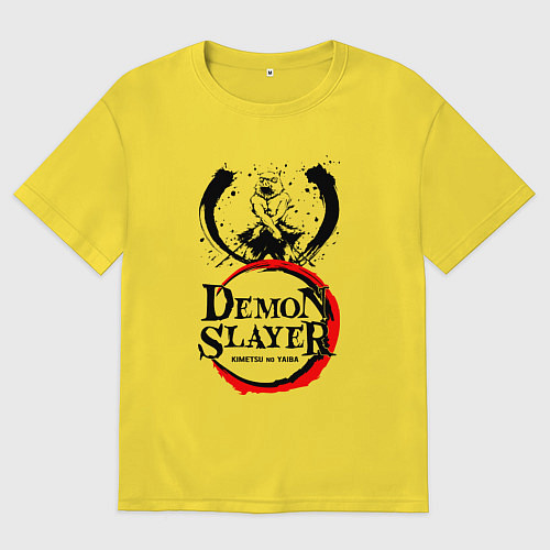 Мужская футболка оверсайз ИНОСКЕ ХАШИБИРА КЛИНОК РАССЕКАЮЩИЙ ДЕМОНОВ Z / Желтый – фото 1