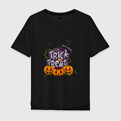 Футболка оверсайз мужская Trick or treat, цвет: черный