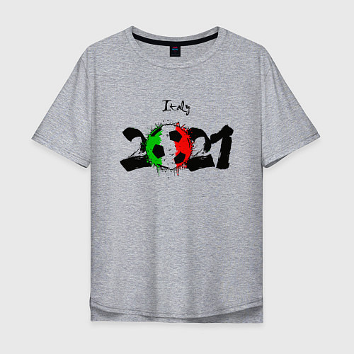 Мужская футболка оверсайз Italy 2021 / Меланж – фото 1