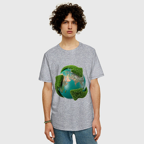 Мужская футболка оверсайз Чистая планета / Меланж – фото 3