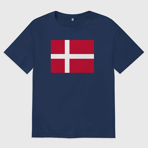 Мужская футболка оверсайз Дания Флаг Дании / Тёмно-синий – фото 1
