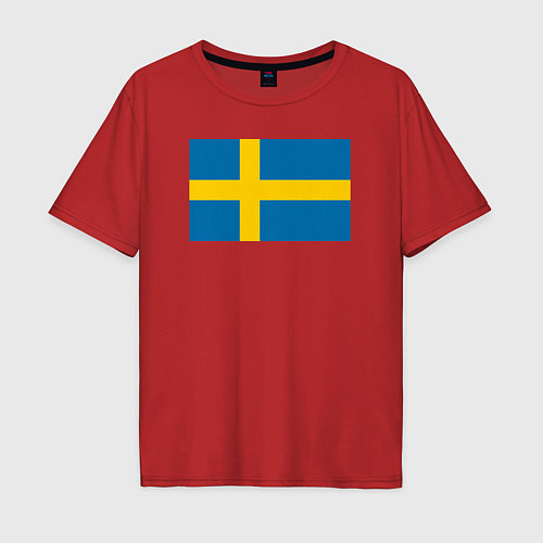 Мужская футболка оверсайз Швеция Флаг Швеции / Красный – фото 1
