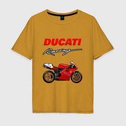 Футболка оверсайз мужская DUCATI ДУКАТИ MOTOSPORT, цвет: горчичный